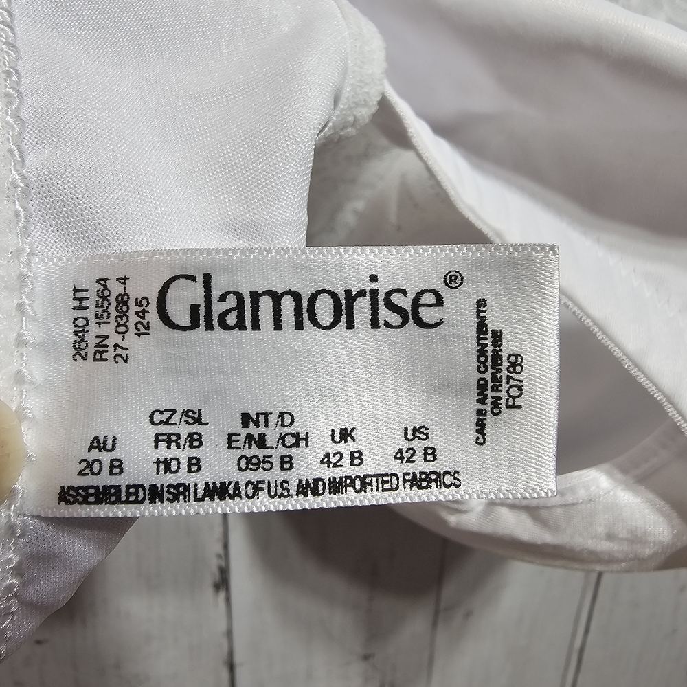 Glamorise Women's White Full Figure Wonderwire Front Close Bra #1245 Size 42B. - Picture 9 of 10